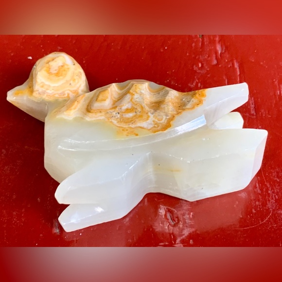 Vintage Hand Carved Artisan Onyx Marble Stone Duck Bird Figurine Statuette - Picture 12 of 16